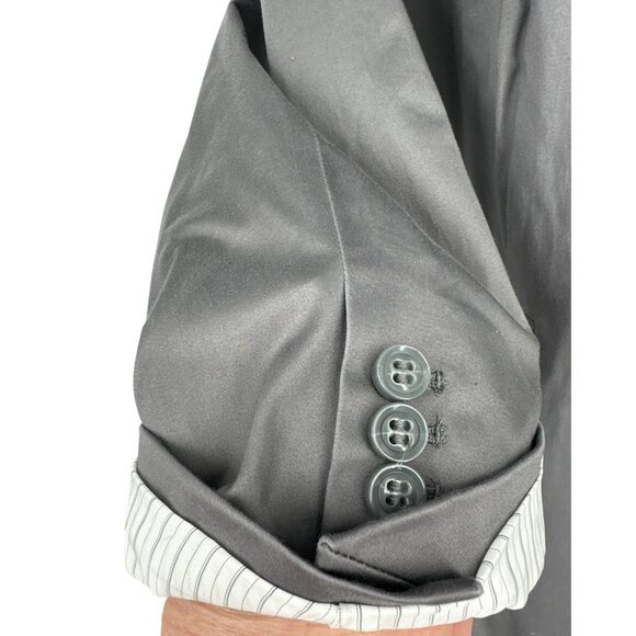 Lane Bryant Single-Button Striped Cuffs Gray Blazer Women's Size 22 - Picture 6 of 10